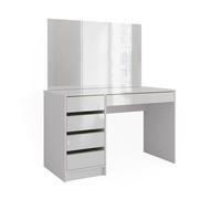 Coiffeuse Sherry, 120cm avec miroir, Blanc/Or, Vicco 47709