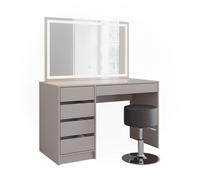 Coiffeuse Sherry, 120cm avec miroir LED et tabouret, Cachemire, Vicco 51672