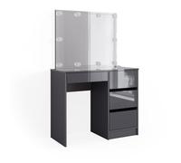 Coiffeuse Sherry, 90cm avec miroir & éclairage LED, Anthracite, Vicco 40839