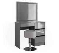 Coiffeuse Sherry, 90cm avec miroir LED et tabouret, Gris, Vicco 41288