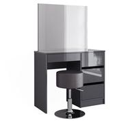 Coiffeuse Sherry, 90cm avec tabouret, Anthracite Haute brillance, Vicco 40841