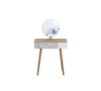 Coiffeuse table de maquillage design scandinave tiroir et grand miroir dim. 70 x 39 x 119-128 cm