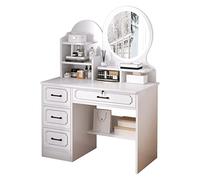 Coiffeuse Vanité Set Dresh Table avec Miroir 5 tiroirs, 2 étagères, étagère, écran Tactile réglable léger Table pour Chambre