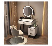 Coiffeuse Vanity Desk Set Glass Top Dresher Bedroom Dames Fashion avec Armoire latérale, Miroir, Tabouret de vanité Table pour Chambre