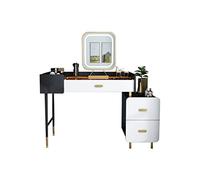 Coiffeuse Vanity Desk Set Modern Dames Coucheur Small Commode avec Miroir LED, Armoire latérale, Tabouret de Vinaigrette Table pour Chambre