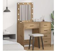 Coiffeuse - vidaXL - Chêne artisanal - Bois d'ingénierie - LED intégrées - Rangement pratique