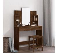 Coiffeuse - vidaXL - Miroir - Chêne Marron - 96x39x142 cm - 2 Tiroirs