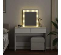 Coiffeuse - vidaXL - Table de maquillage - Bois ingénierie - Blanc - 2 tiroirs - LED - Avec miroir - 100x40x130 cm 724yci53d