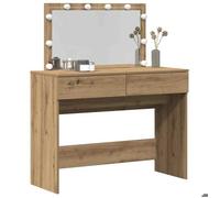 Coiffeuse - vidaXL - Table de maquillage - Bois ingénierie - Chêne artisanal - 2 tiroirs - LED - Avec miroir - 100x40x120 cm @16742