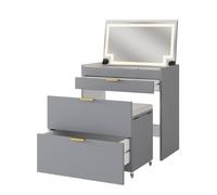 Coiffeuse Wanja 80cm avec miroir LED et banc Gris Vicco 42870