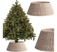 COIL Jupe de sapin de Noël, couverture de sapin de Noël, housse de sapin de Noël, support de sapin de Noël, jupe d'arbre de Noël, ovale, rectangulaire, diamètre à partir de 56 cm (beige, diamètre 58)