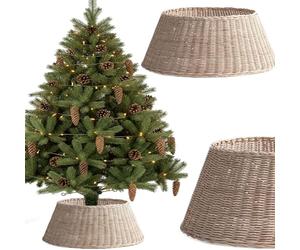 COIL Jupe de sapin de Noël, couverture de sapin de Noël, housse de sapin de Noël, support de sapin de Noël, jupe d'arbre de Noël, ovale, rectangulaire, diamètre à partir de 56 cm (beige, diamètre 58)