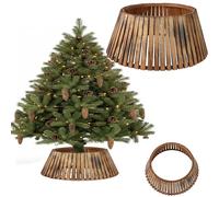 COIL Jupe de sapin de Noël, couverture de sapin de Noël, support de sapin de Noël, jupe de sapin de Noël, ovale, rectangulaire, diamètre à partir de 56 cm (Brun foncé, diamètre 66)