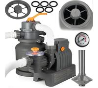 COIL Pompe de filtration pour piscines, Pompe à sable, Filtre à sable pour piscines, Pompe de filtration, Réservoir de sable : 12 kg, Vanne à 6 voies avec manomètre, Intégré, 250W, 8705 l/h