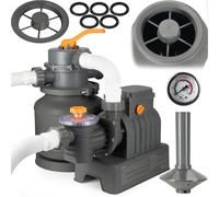 COIL Pompe de filtration pour piscines, Pompe à sable, Filtre à sable pour piscines, Pompe de filtration, Réservoir de sable : 12 kg, Vanne à 6 voies avec manomètre, Intégré, 250W, 8705 l/h