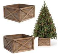 COIL Tapis pour sapin de Noël, Couverture de sapin de Noël, Support de sapin de Noël, Jupe de sapin de Noël, ovale, rectangulaire, Diamètre à partir de 56 cm (Brun, Diamètre 56)