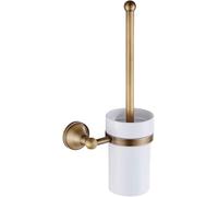 COJJ-Brosse WC Porte-Brosse de Toilette en Laiton Antique, Ensemble de brosses de Toilette murales pour Salle de Bains, Brosse avec Tasse en céramique, Accessoires de Salle de Bains Balai WC