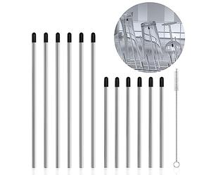 CoKeeSun 12 Pièces Vaisselle Porte-Bouteilles Support 15 cm+21 cm en Acier Inoxydable avec Capuchon en Silicone et 1 Brosse de Nettoyage, pour Tous Les Paniers à Vaisselle Courants