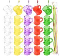 CoKeeSun 25 Pièces Verres à Shot avec Anse,3 ollier de Verre à Liqueur，Réutilisables Verres à Liqueur avec Chaîne，Pour Célébrations de Mariage, Aux Carnavals et aux Fêtes en Plein Air (5 Couleur