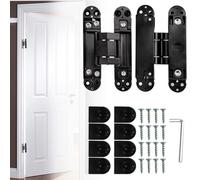 Cokritsm 150mm Charnière Invisible pour Portes，Ouverture de 180º，Noir | Cachées pour Portes lourdes, Charge de 40 kg,Charnières de Porte Pliantes 3D avec Vis à clé Hexagonale