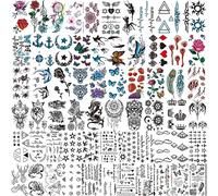 COKTAK 64 Feuilles Petit Tatouages Ephemere Enfant Lune Papillon Oiseaux Tatouages Éphémère Femme, Coloré Visage Faux Tatouage Temporaire Adulte Autocollant Animaux Homme Set Tatouage Paillettes