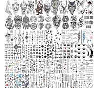 COKTAK Lot de 66 feuilles de tatouages temporaires animaux noirs pour femmes, hommes, enfants, petits espaces, lune, Halloween, autocollants adhésifs pour femmes et hommes, faux tatouages adhésifs