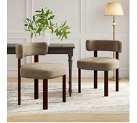 Lot de 2 chaises de salle à manger kaki en bois massif, tissu velours