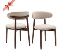 COLAMY Chaise-Lot de 2 Chaises -Chaise de Salle à Manger, Design Vintage, Chaise Idéales pour Cuisine et Salle à Manger-beige