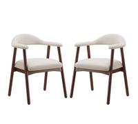 COLAMY Chaise - Lot de 2 chaises de salle à manger - assise rembourrée, pieds en bois - beige