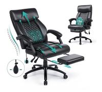 COLAMY Fauteuil de Bureau Ergonomique avec Repose-Pieds Rétractable, Dossier Haut Inclinable 90°-130°, Similicuir, Noir