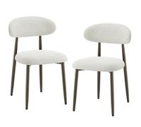 COLAMY Lot de 2 chaises de salle à manger dossier incurvé ergonomique,pieds en métal finition bronze,design moderne,beige