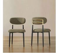 COLAMY Lot de 2 chaises de salle à manger en tissu rembourrées,dossier arrondi avec cadre doré,pieds métal noir,style moderne,marron