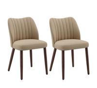 COLAMY Lot de 2 chaises de Salle à Manger rembourrées en Tissu,Coussin d'assise épais et Patins antidérapants, Couleur marron