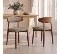 COLAMY Lot de 2 Chaises en Bois Massif, Chaises Scandinaves avec Dossier Ergonomique et Assise Rembourrée, Marron