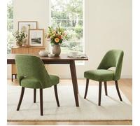 COLAMY Lot de 2 Chaises Modernes Style Mid-Century avec Pieds en Bois, Assise Rembourrée et Dossier Ergonomique Courbé,vert