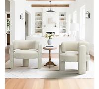 COLAMY Lot de 2 Fauteuils Modernes en Velours, Fauteuils à Oreilles Ronds et Confortables à 3 Pieds pour Salon, Chambre, Coin Lecture - Crème