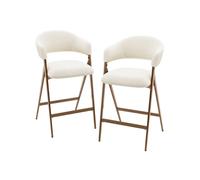 COLAMY Lot de 2 tabourets de bar modernes pivotants - Tabourets fixes en tissu avec haut dossier, pour comptoir, îlot de cuisine ou salle à manger -