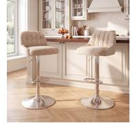 COLAMY Lot de 2 Tabourets de Bar Pivotants, Chaises de Bar avec Dossier Capitonné, Hauteur Ajustable pour Bar, marron