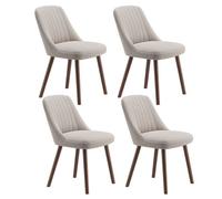 COLAMY Lot de 4 Chaises de Salle à Manger avec Dossier Coquillage, Tissu Doux et Pieds en Bois Massif, Style Scandinave, Marron