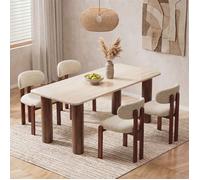 COLAMY Lot de 4 Chaises de Salle à Manger en Tissu Chenille Marron, Design Scandinave, Dossier Ergonomique 102°,Pieds en Bois Massif
