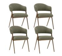 COLAMY Lot de 4 Chaises de Salle à Manger Vintage,Dossier Ergonomique,Cadre en Métal Solide et Durable,Revêtement en Tissu Vert