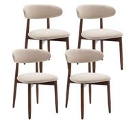 Lot de 4 Chaises de Salle à Manger Beige, pieds en bois, 81×56.4×52.6 cm