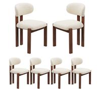 COLAMY Lot de 6 Chaises de Salle à Manger en Tissu Chenille Beige, Design Scandinave, Dossier Ergonomique 102°, Pieds en Bois Massif