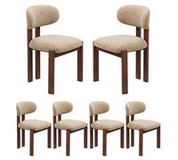COLAMY Lot de 6 Chaises de Salle à Manger en Tissu Chenille Marron, Design Scandinave, Dossier Ergonomique 102°, Pieds en Bois