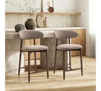 COLAMY Tabourets de Bar avec Dossier, Lot de 2 - Chaises de Cuisine à Dossier avec Pieds en Bois pour Cuisine, Bar, Salle à Manger, Bureau, Couleur Camel
