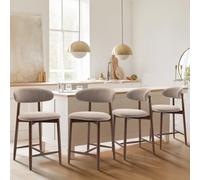 COLAMY Tabourets de Bar avec Dossier, Lot de 4 - Chaises de Cuisine à Dossier avec Pieds en Bois pour Cuisine, Bar, Salle à Manger, Bureau, Couleur Camel