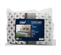 COLAS NORMAND Couette Légère - 140x200 cm - Imprimée Art Déco Anthracite - Enveloppe 100% Microfibre Polyester - Garnissage 100% Polyester - Fabrication Française