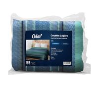 COLAS NORMAND Couette Légère - 140x200 cm - Imprimée Carreaux Emeraude - Enveloppe 100% Microfibre Polyester - Garnissage 100% Polyester - Fabrication Française