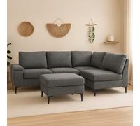 Colchester canapé d'angle 4-5 places en tissu chenille gris anthracite avec pouf