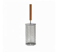 Colcolo Barbecue Extérieur Panier Gril Rotatif Cylindrique Panier de Barbecue Panier à Cuisson Lente Manche en Bois Construction en Fer et Maillage, Petit